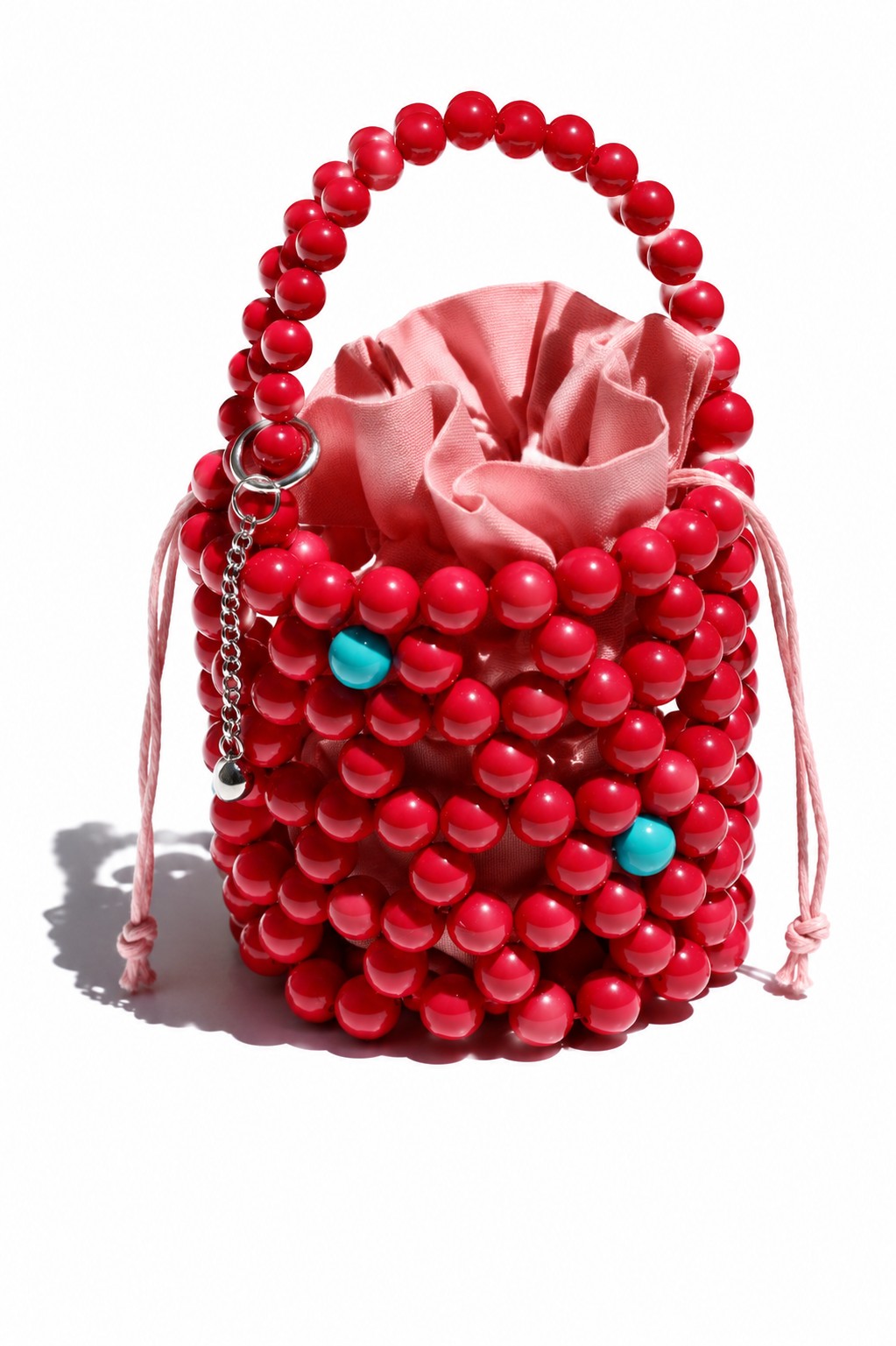 Pink & Blue Beaded Handbag – ''Bucket Bag''