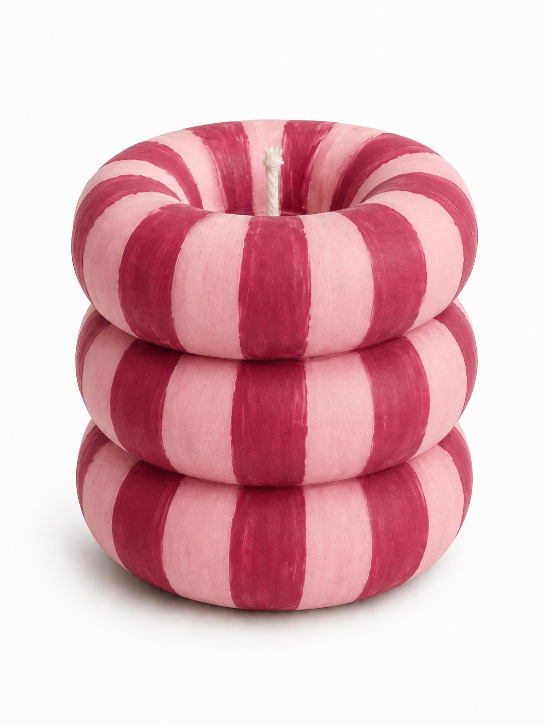 Striped Ring Stack Candle – Modern Sculptural Décor Candle