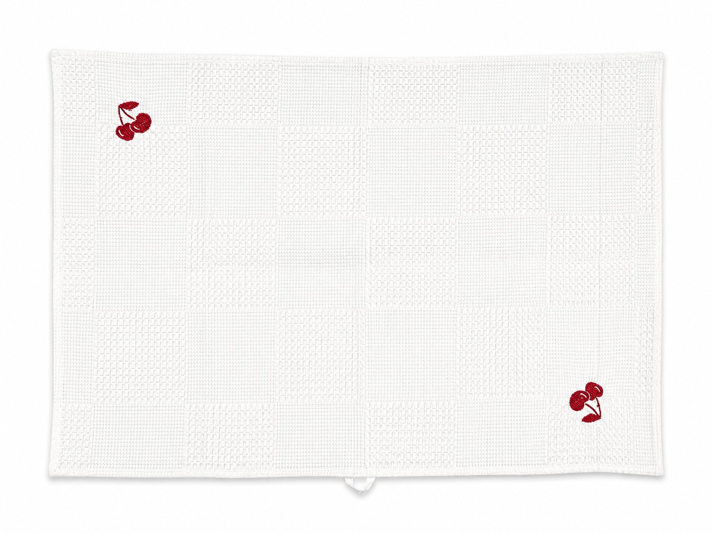 Embroidered Cherry Waffle-Weave Kitchen Hand Towel 2