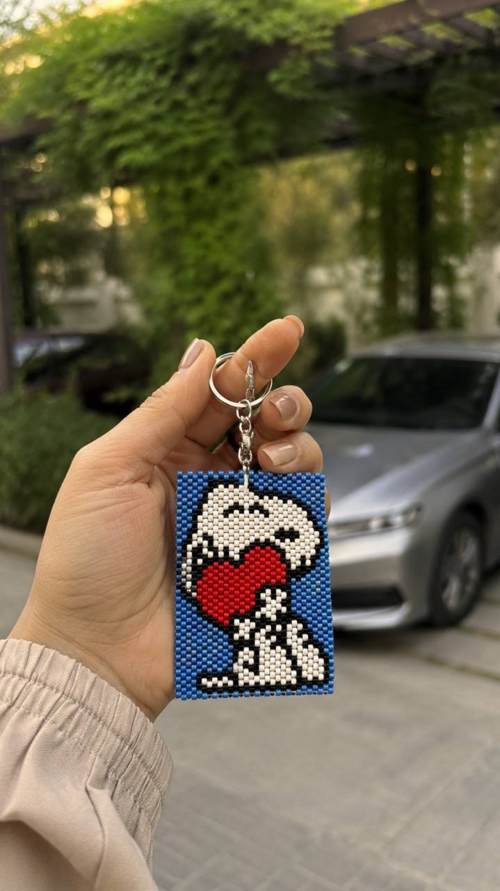Handcrafted Snoopy Beaded Keychain