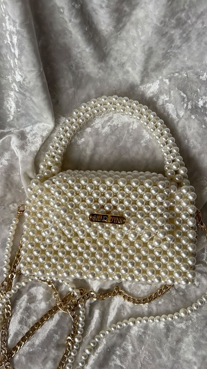 Handcrafted Pearl Beaded Mini Bag 2