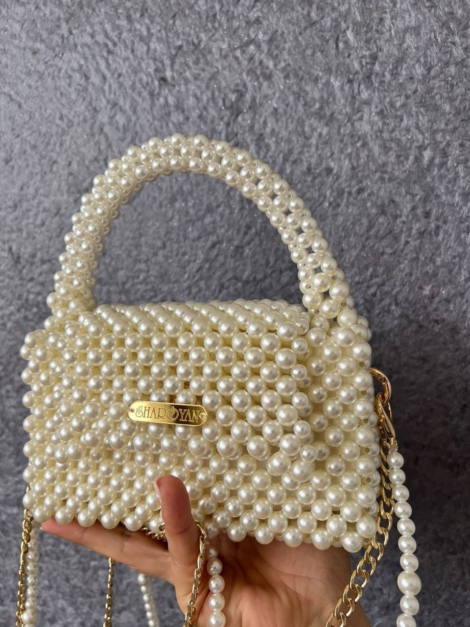 Handcrafted Pearl Beaded Mini Bag