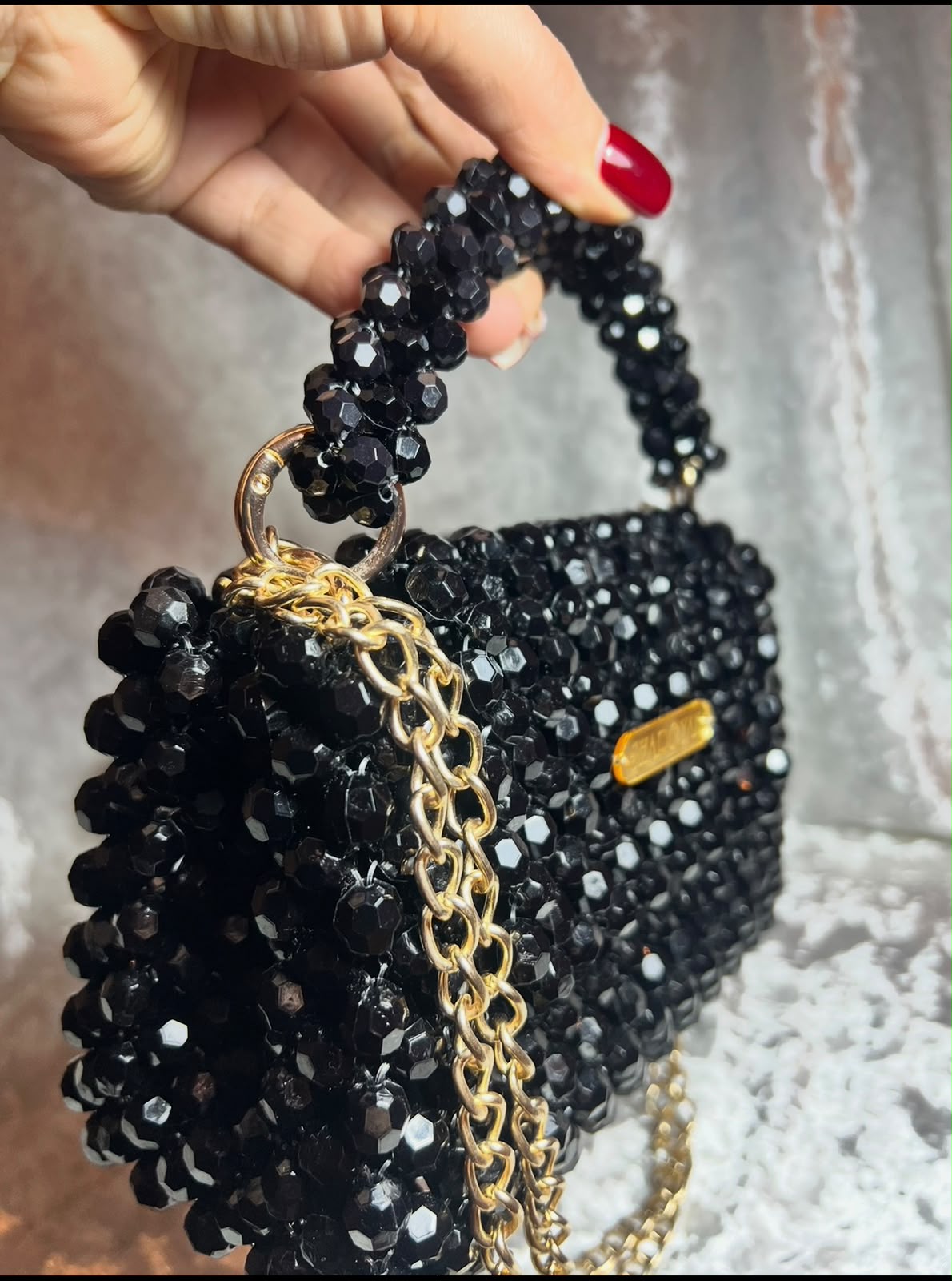 Elegant Black Beaded Evening Bag 2