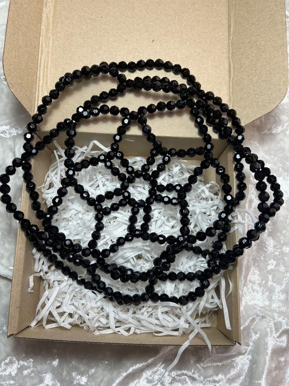 Handcrafted Black Beaded Headband 3