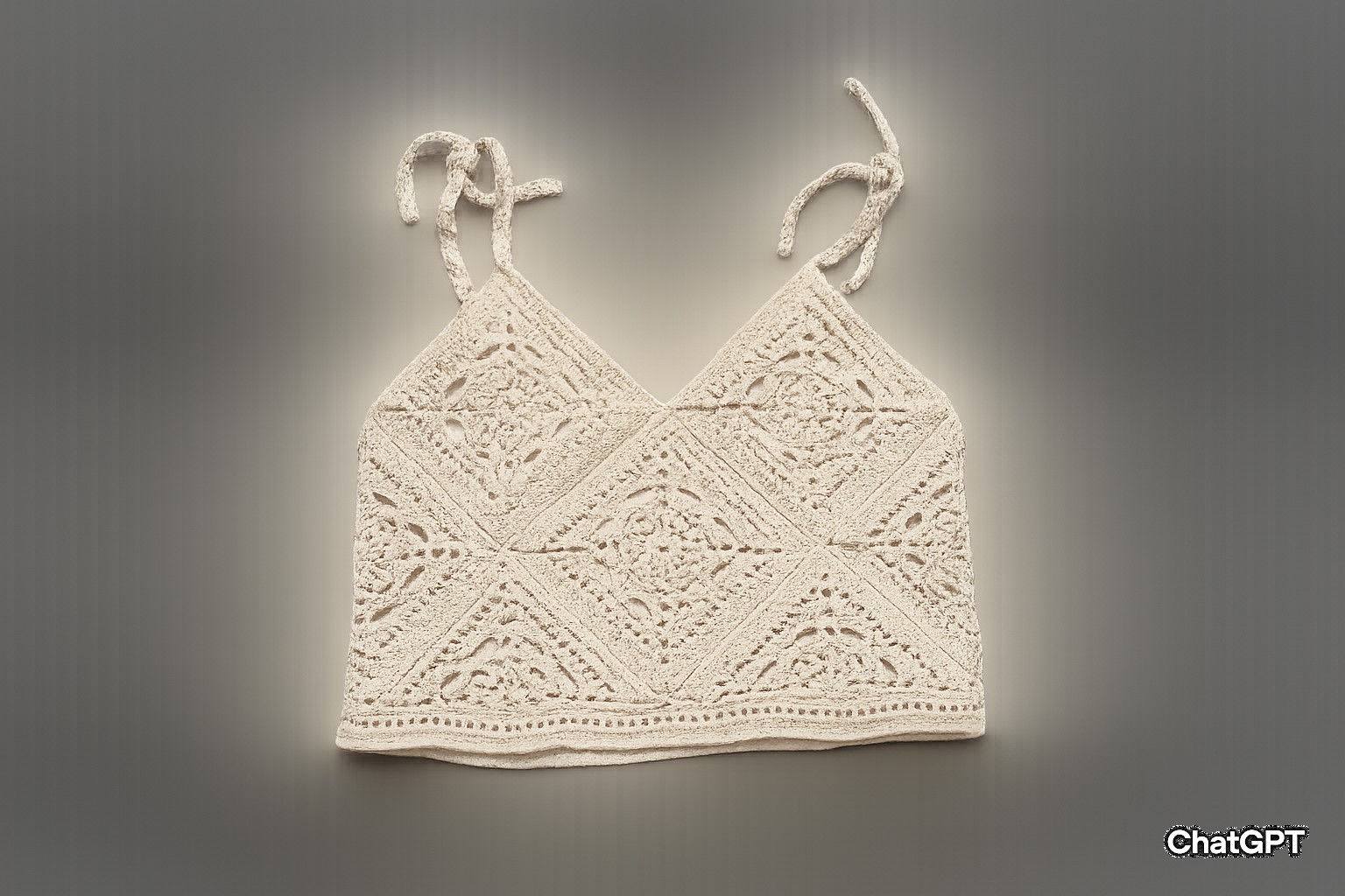 Handmade Beige Crochet Top Made of 100% Mercerized Cotton