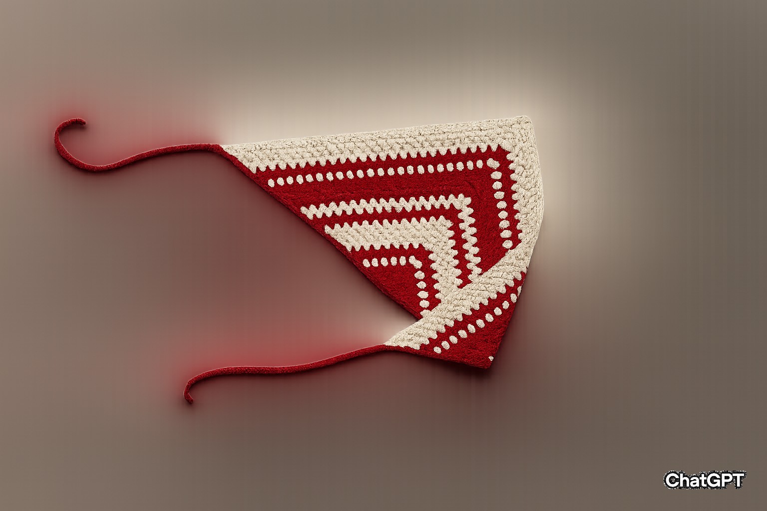 Burgundy & Beige Crochet Bandana / Headscarf Made of 100% Mercerized Cotton