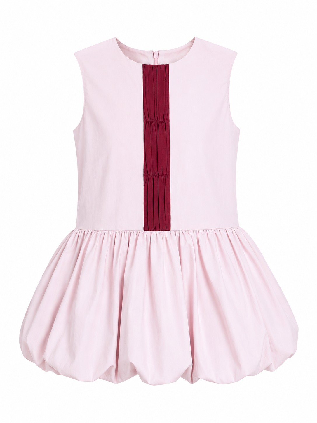 Pink & Red Pleated Panel Bubble Dress