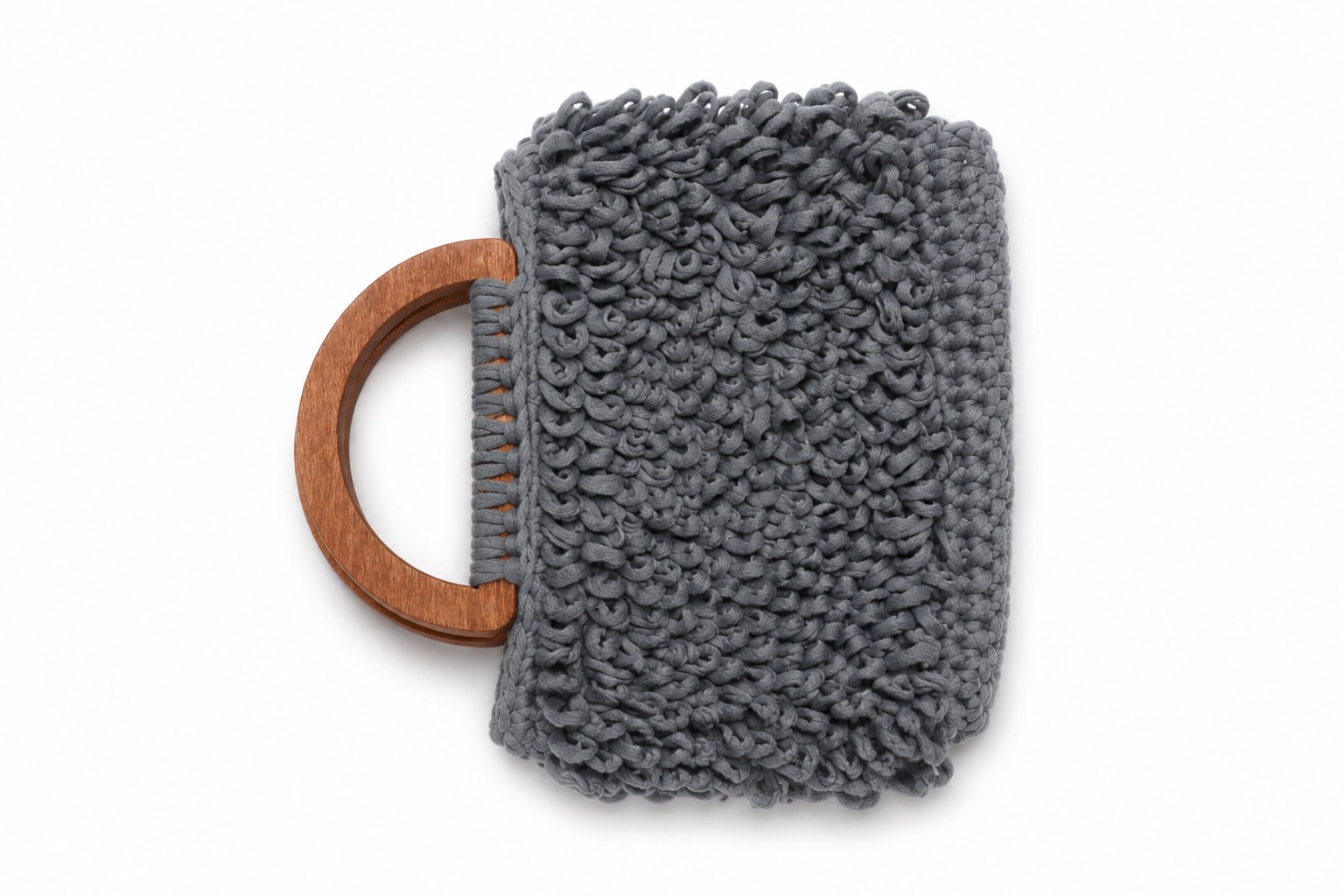 Grey Handmade Textured Loop Crochet Handbag – Modern Artisanal Tote (Deep Pulse)