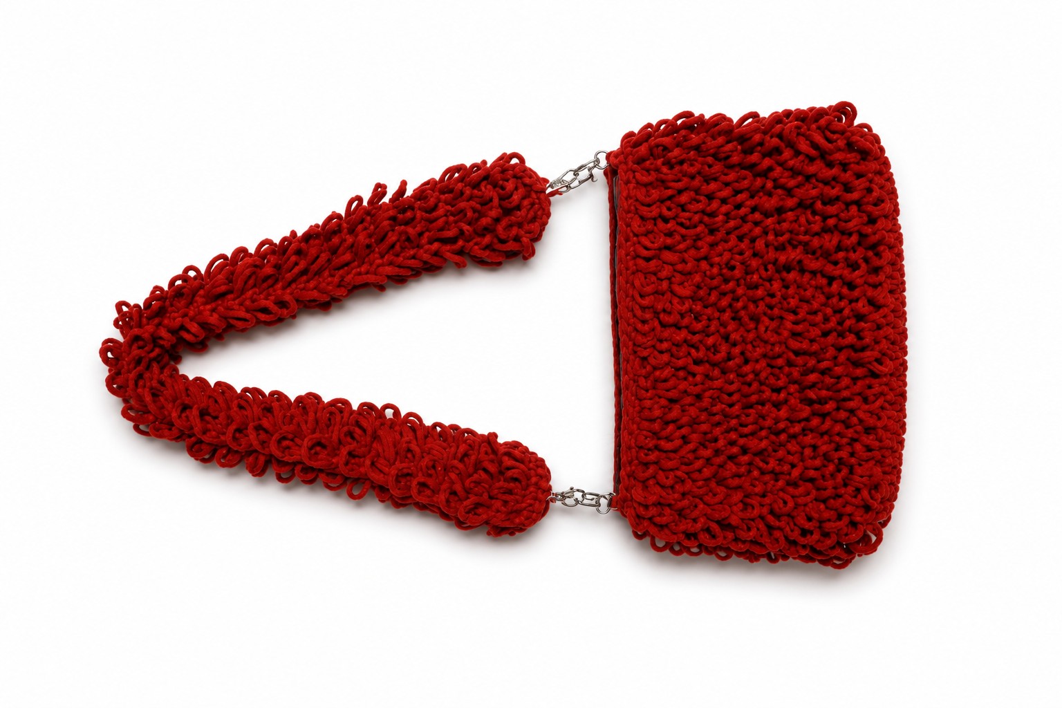 Red Handmade Textured Loop Crochet Shoulder Bag