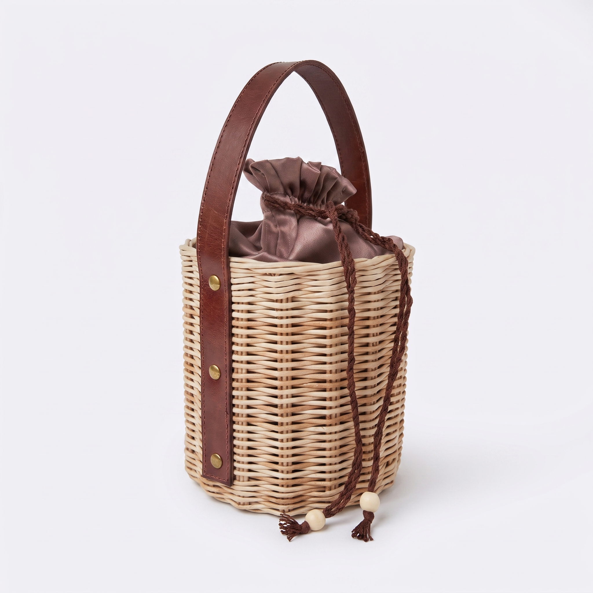 Handcrafted Paper Wicker Cylindrical Bag "Kokon" 3