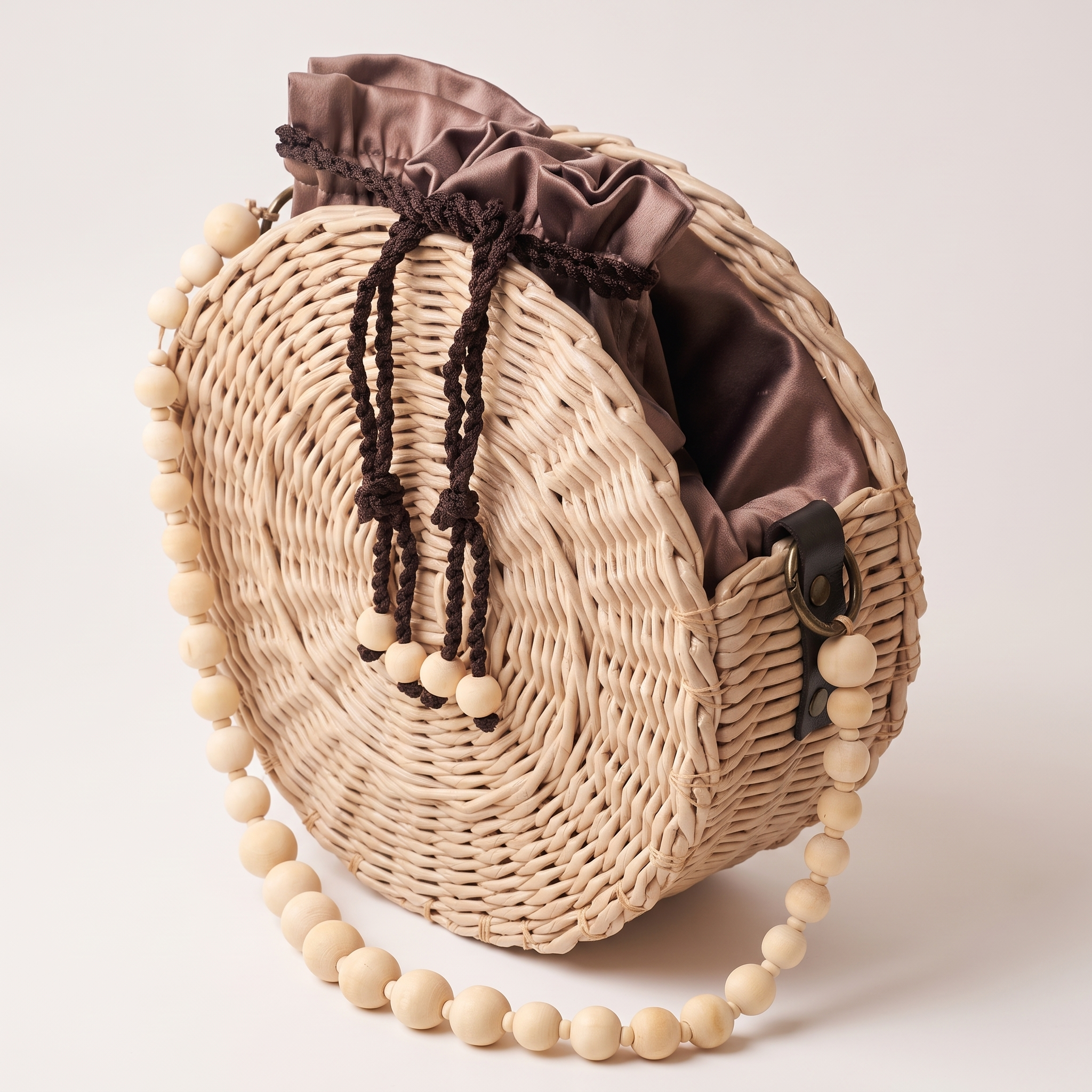 Handcrafted Round Paper Wicker Bag "Aura" 5