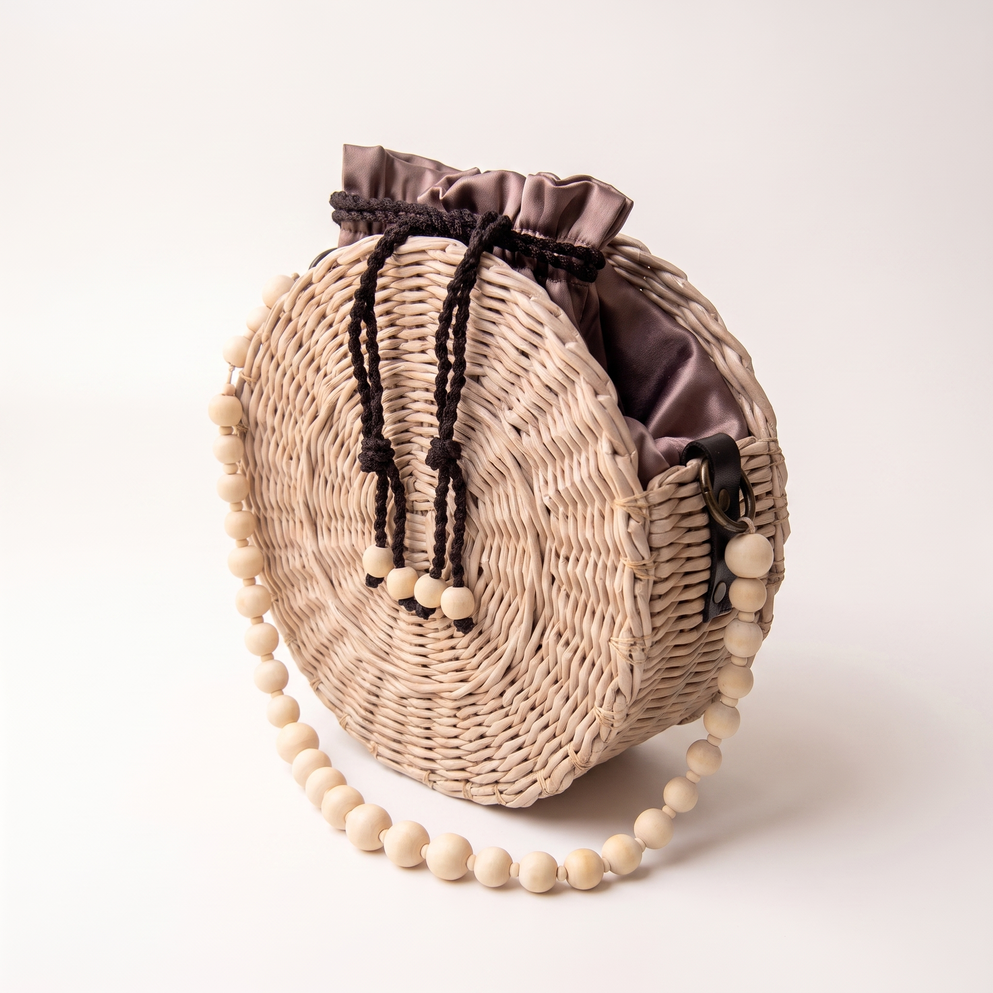 Handcrafted Round Paper Wicker Bag "Aura" 2