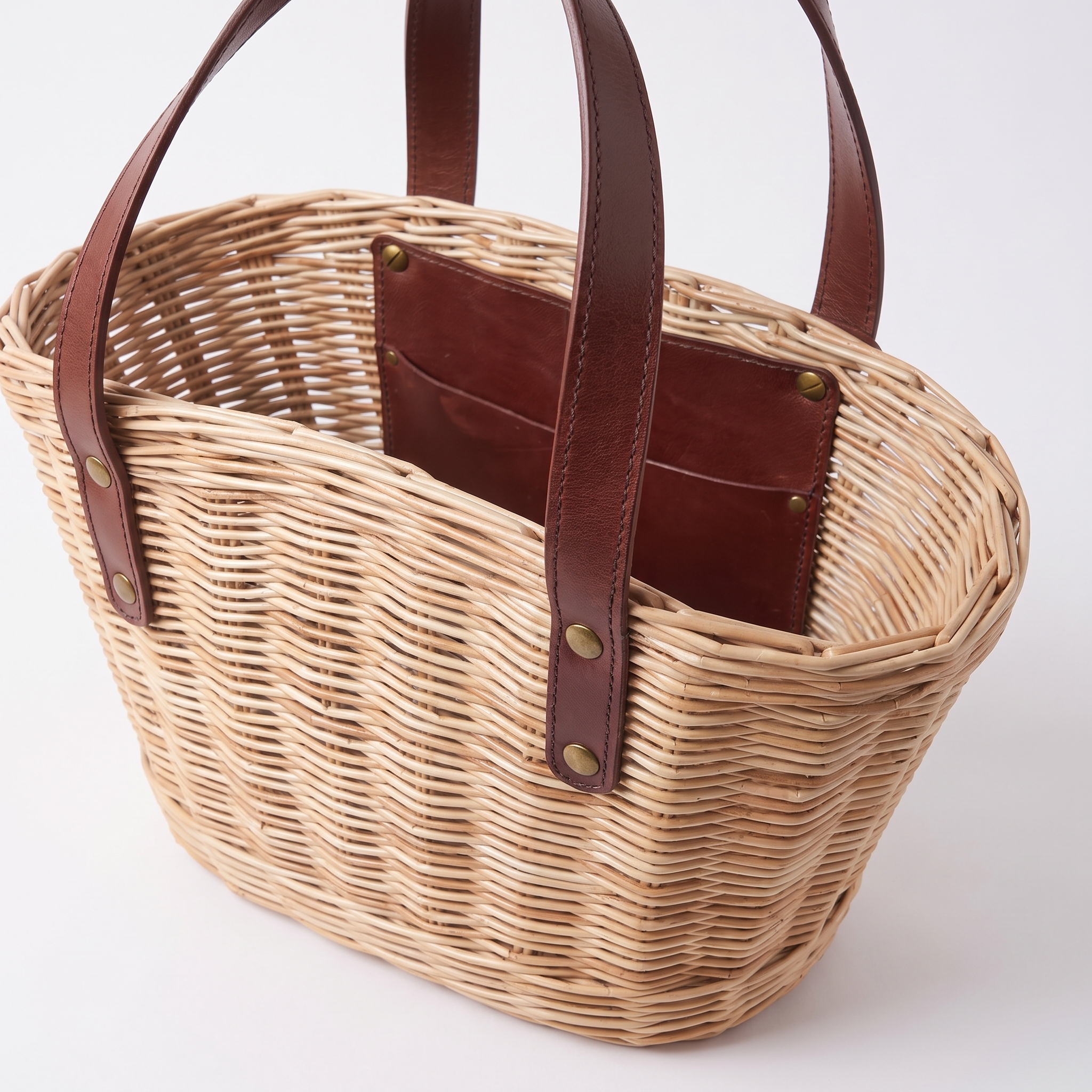 Handcrafted Paper Wicker & Leather Bag "Lilia" 7