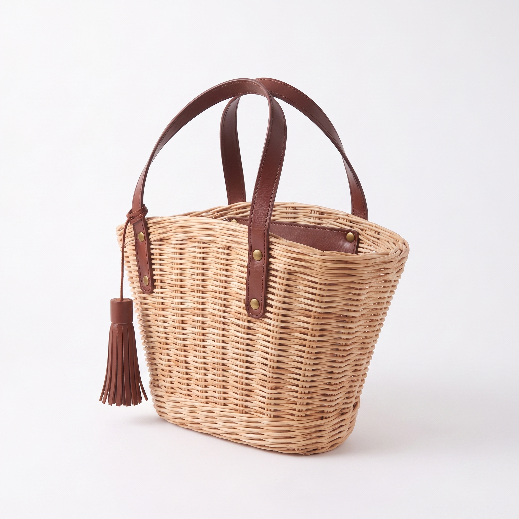 Handcrafted Paper Wicker & Leather Bag "Lilia" 4