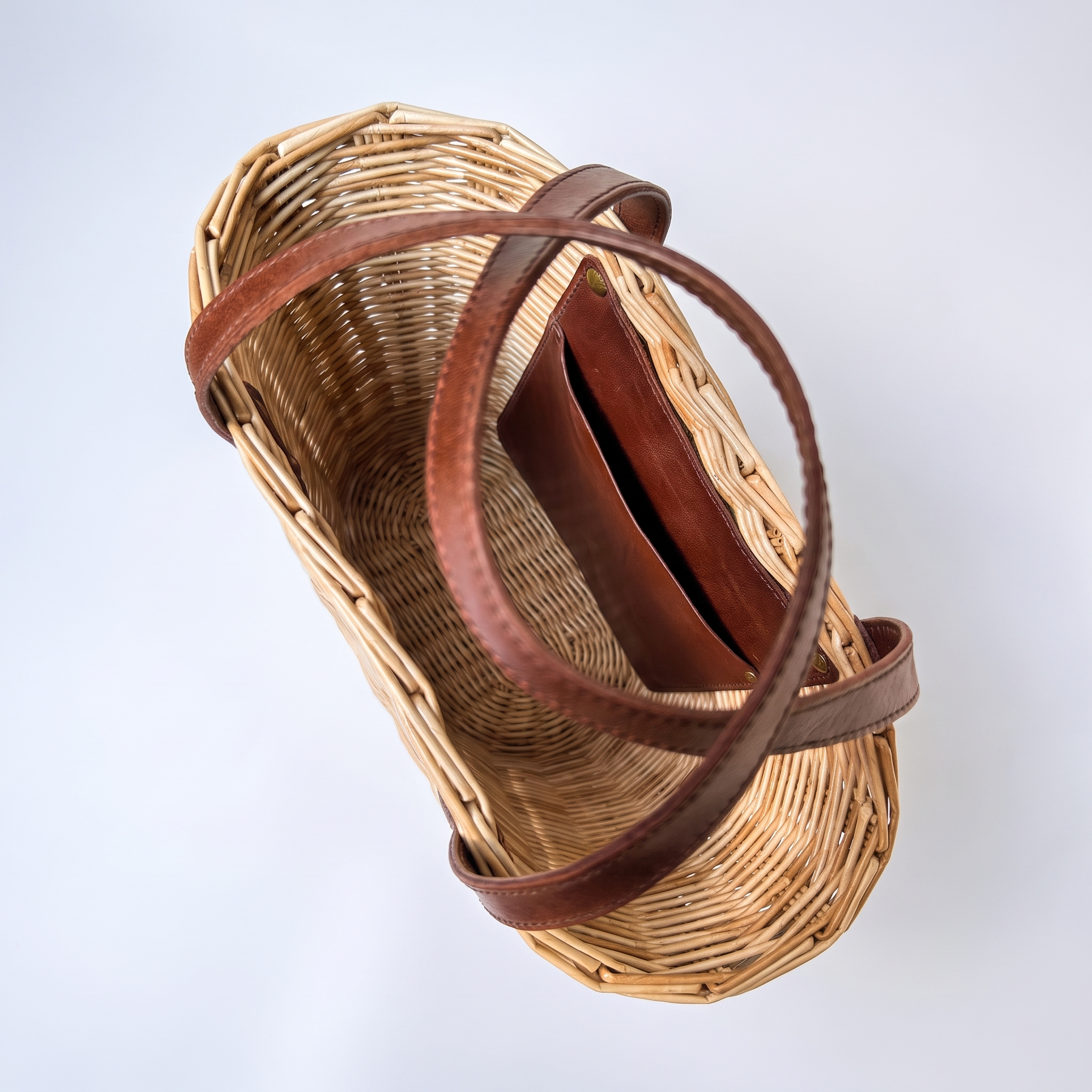 Handcrafted Paper Wicker & Leather Bag "Lilia" 9