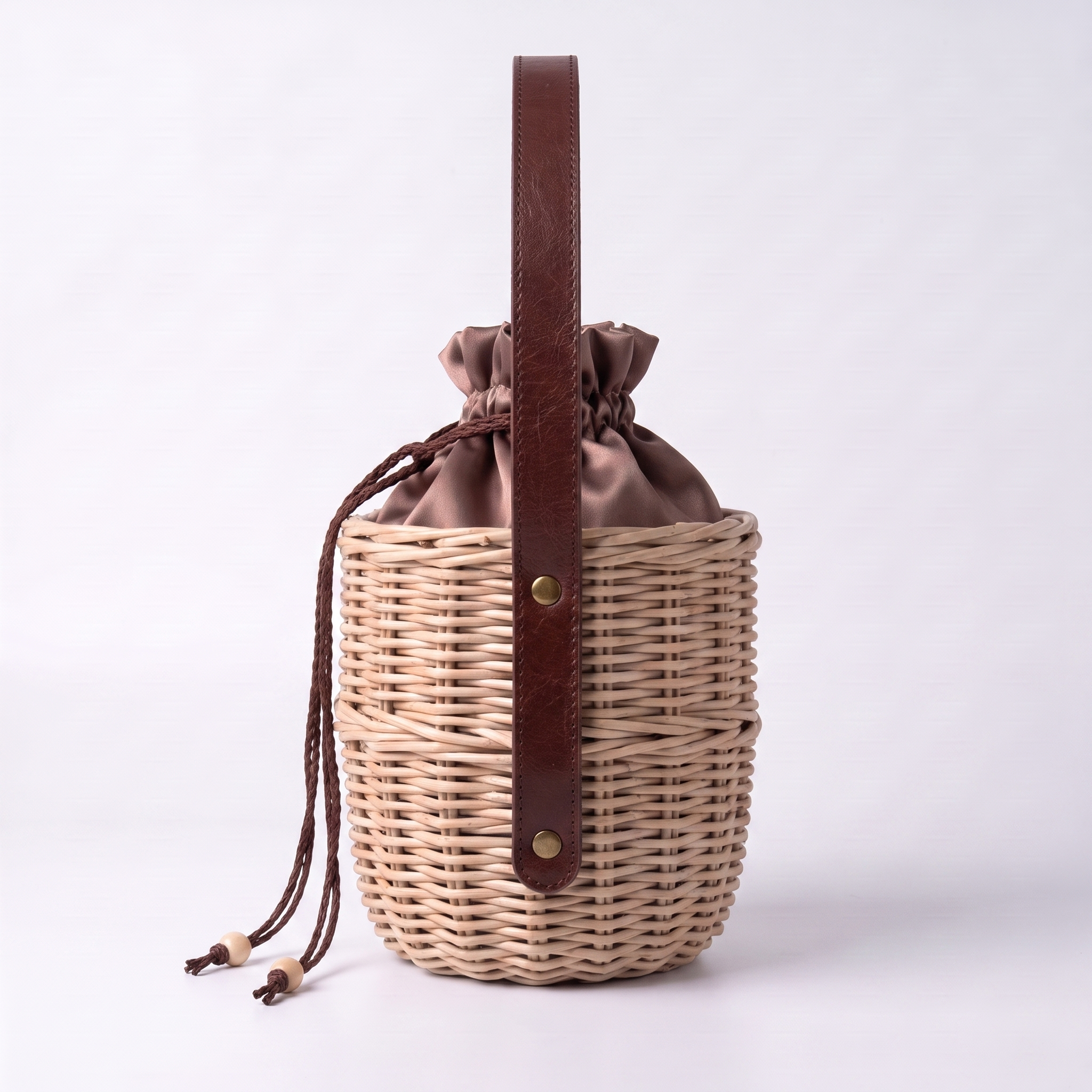 Handcrafted Paper Wicker Cylindrical tote Bag "Kokon" 4