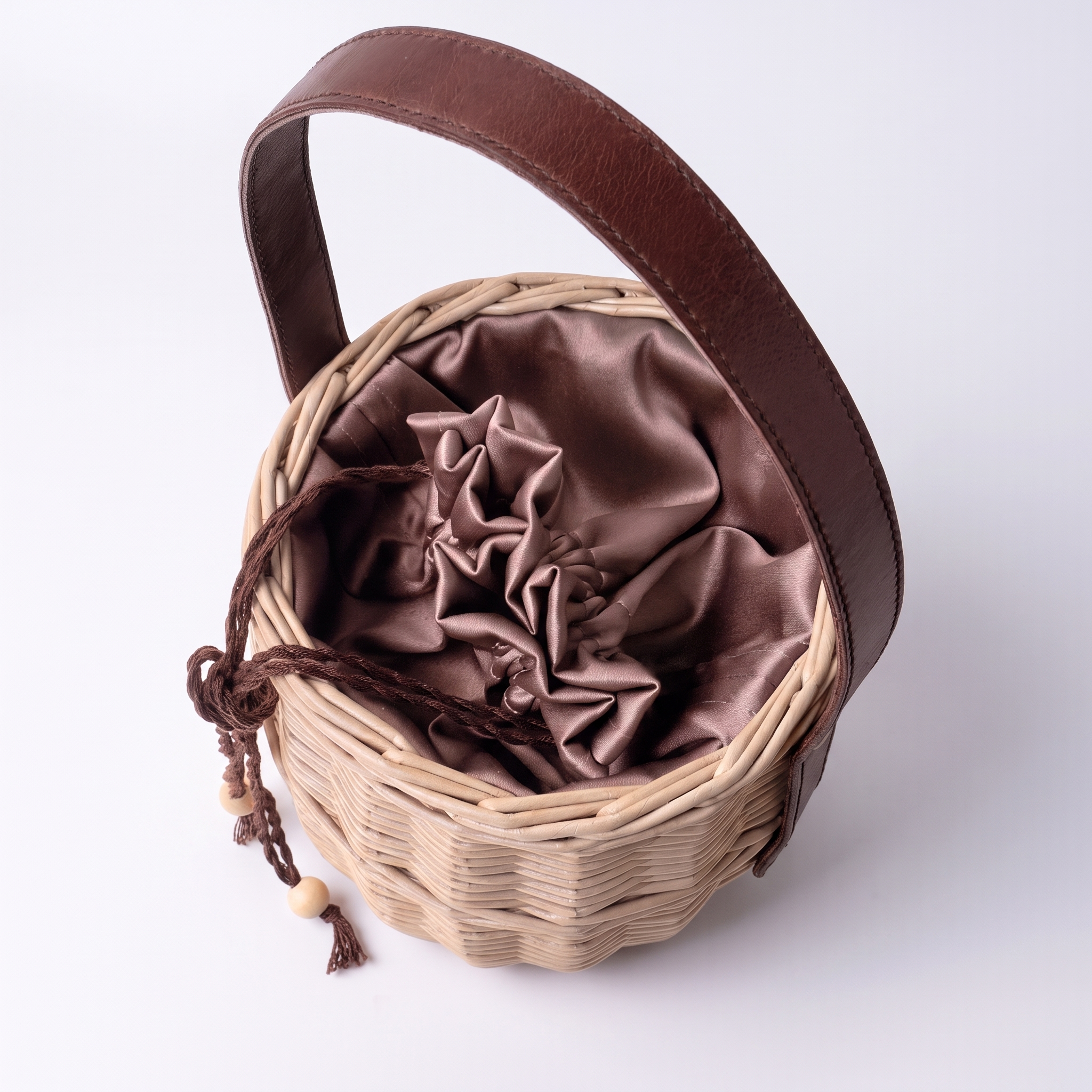 Handcrafted Paper Wicker Cylindrical tote Bag "Kokon" 5