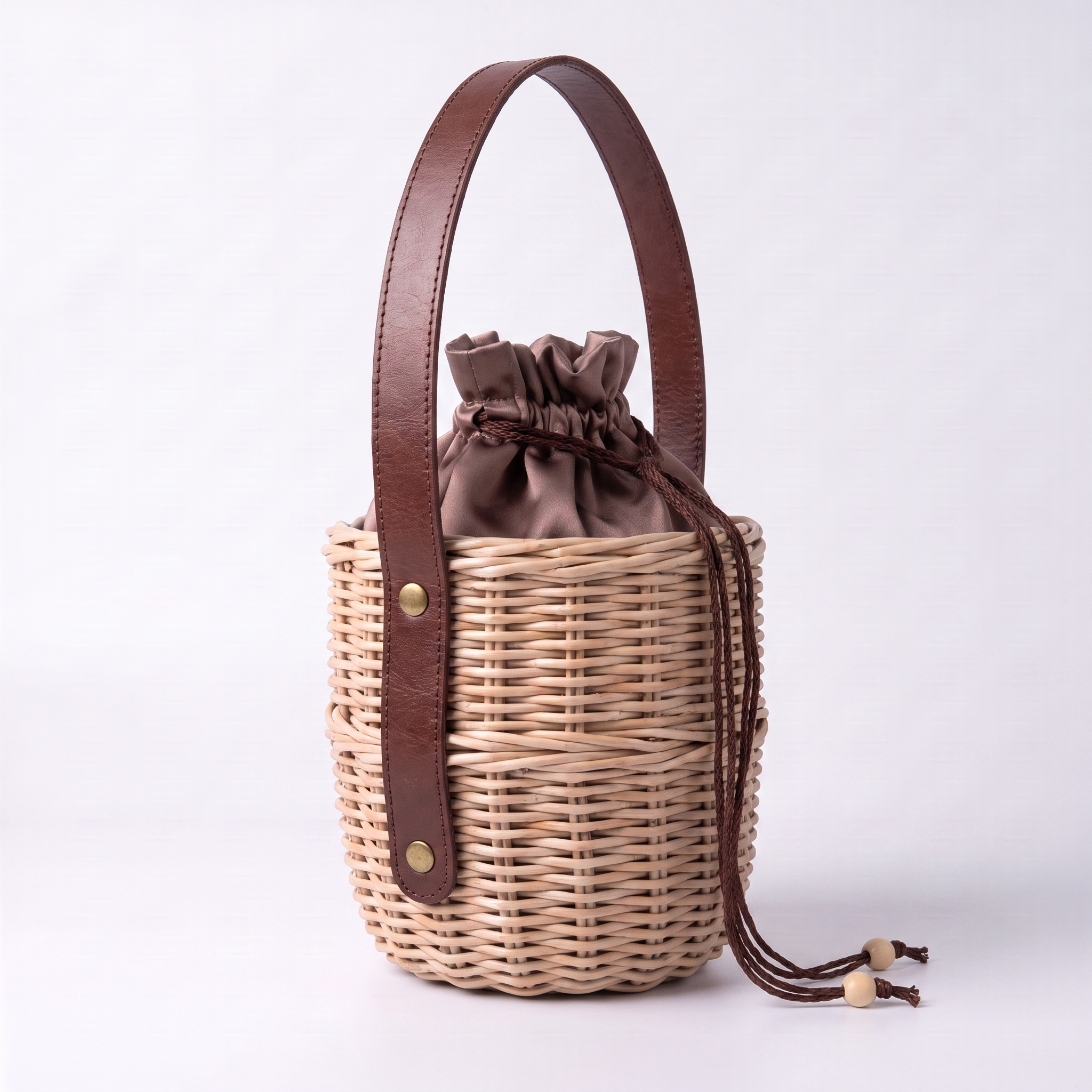 Handcrafted Paper Wicker Cylindrical tote Bag "Kokon" 3