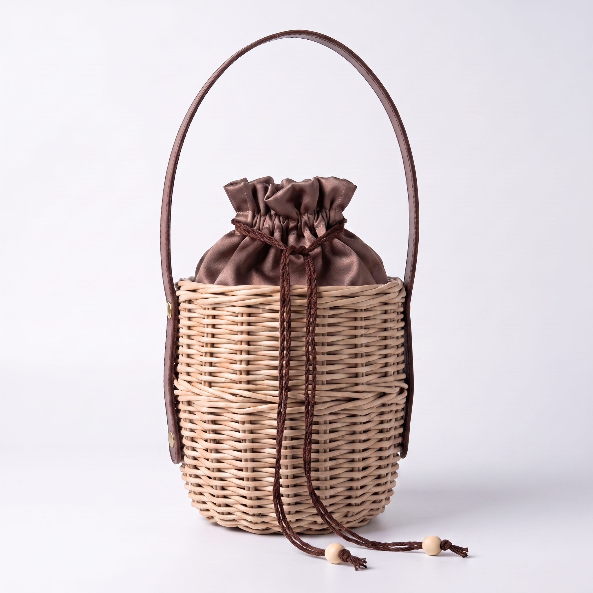 Handcrafted Paper Wicker Cylindrical tote Bag "Kokon" 6