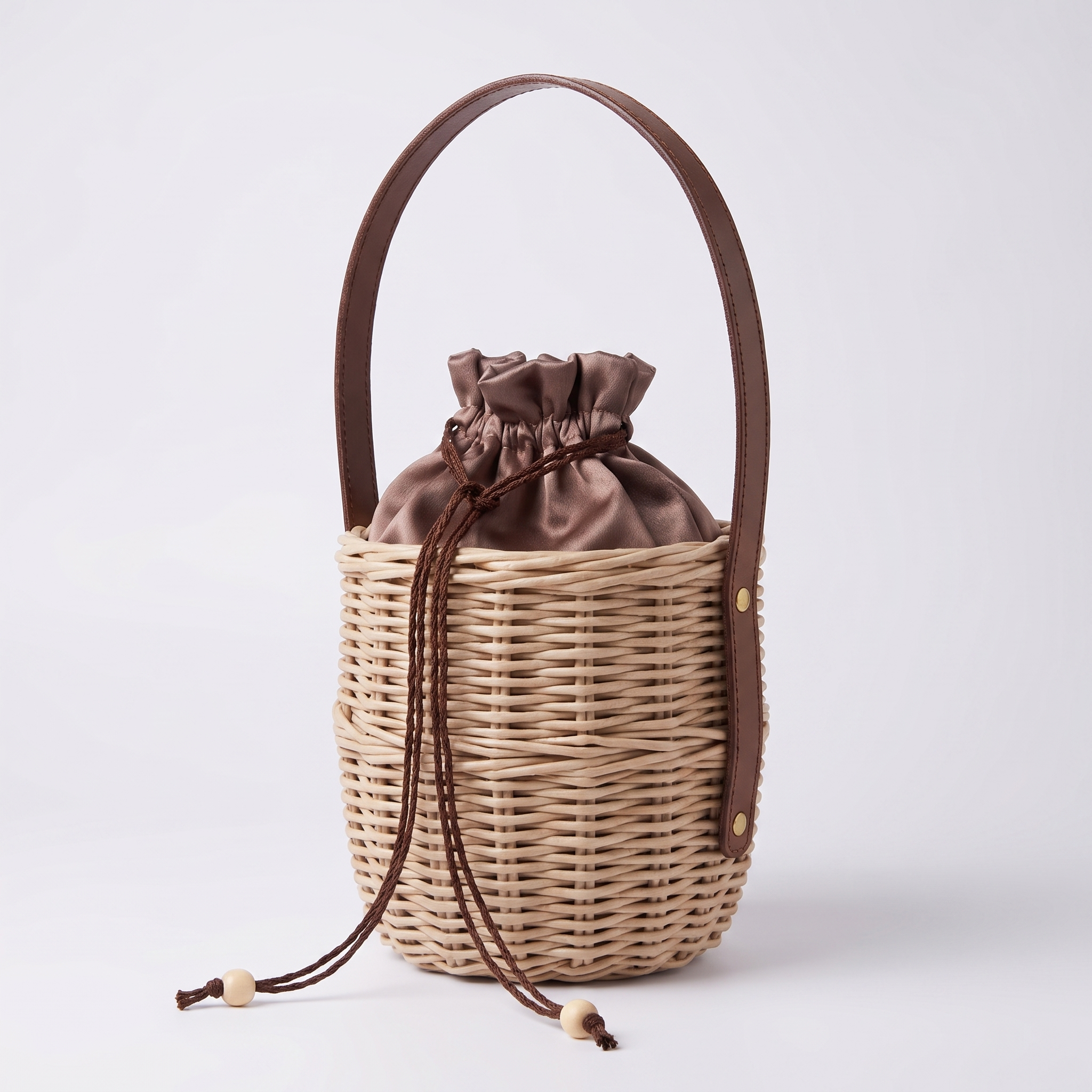 Handcrafted Paper Wicker Cylindrical tote Bag "Kokon" 7
