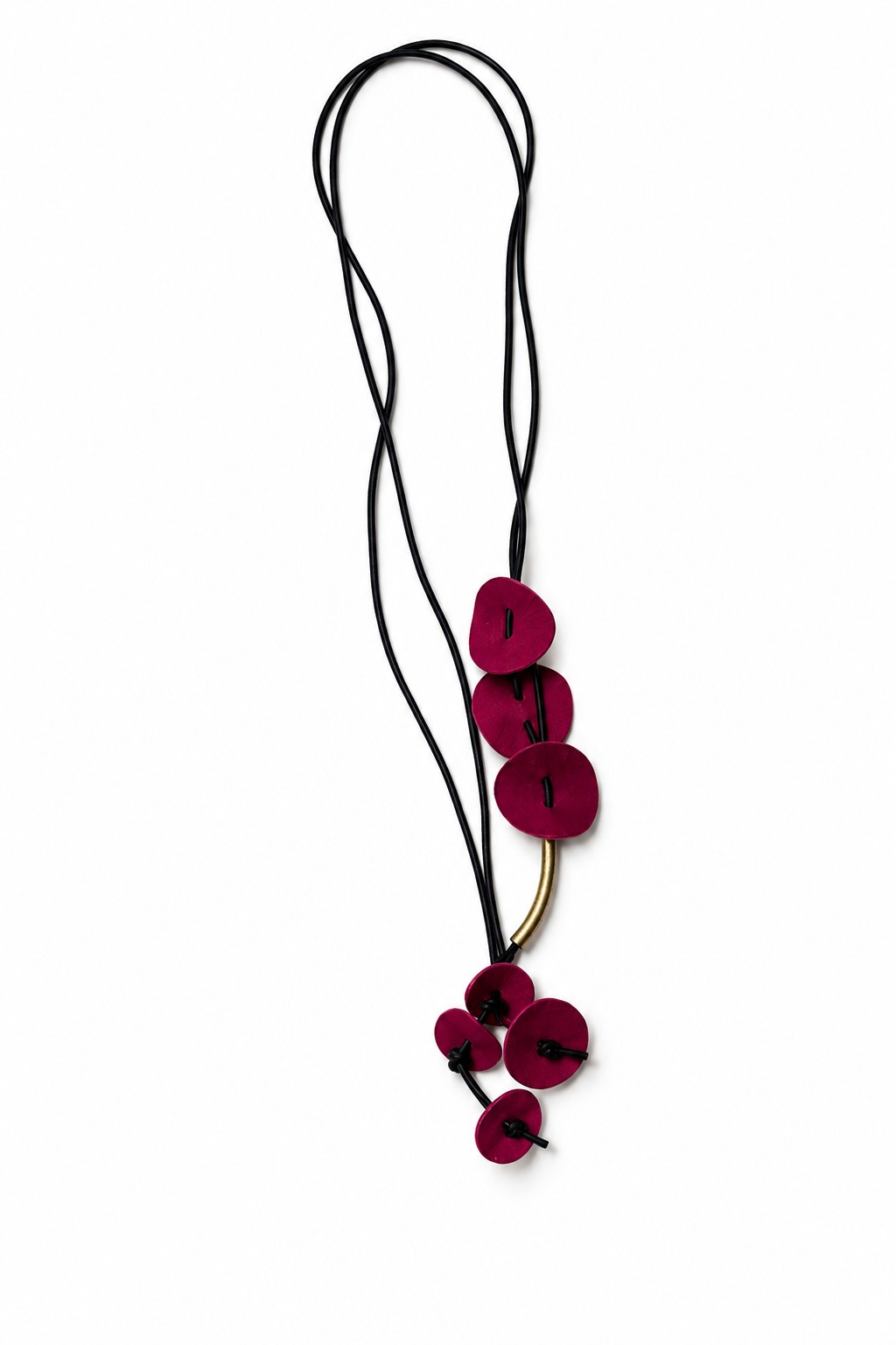 Fuchsia Harmony Suede Necklace | Sculptural Minimalist Jewelry