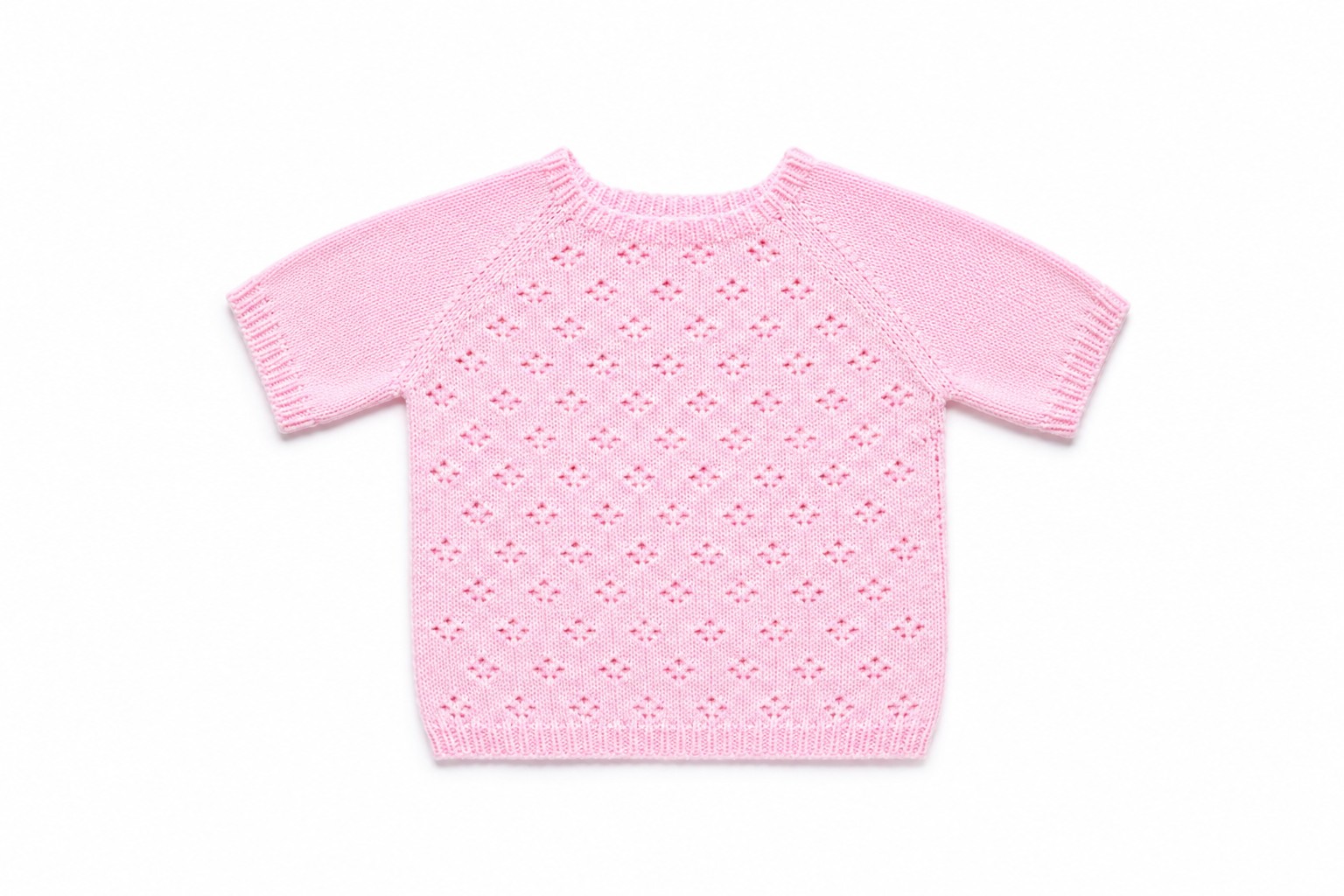Pink Hand-Knitted Eco-Cotton Baby Sweater | gish art