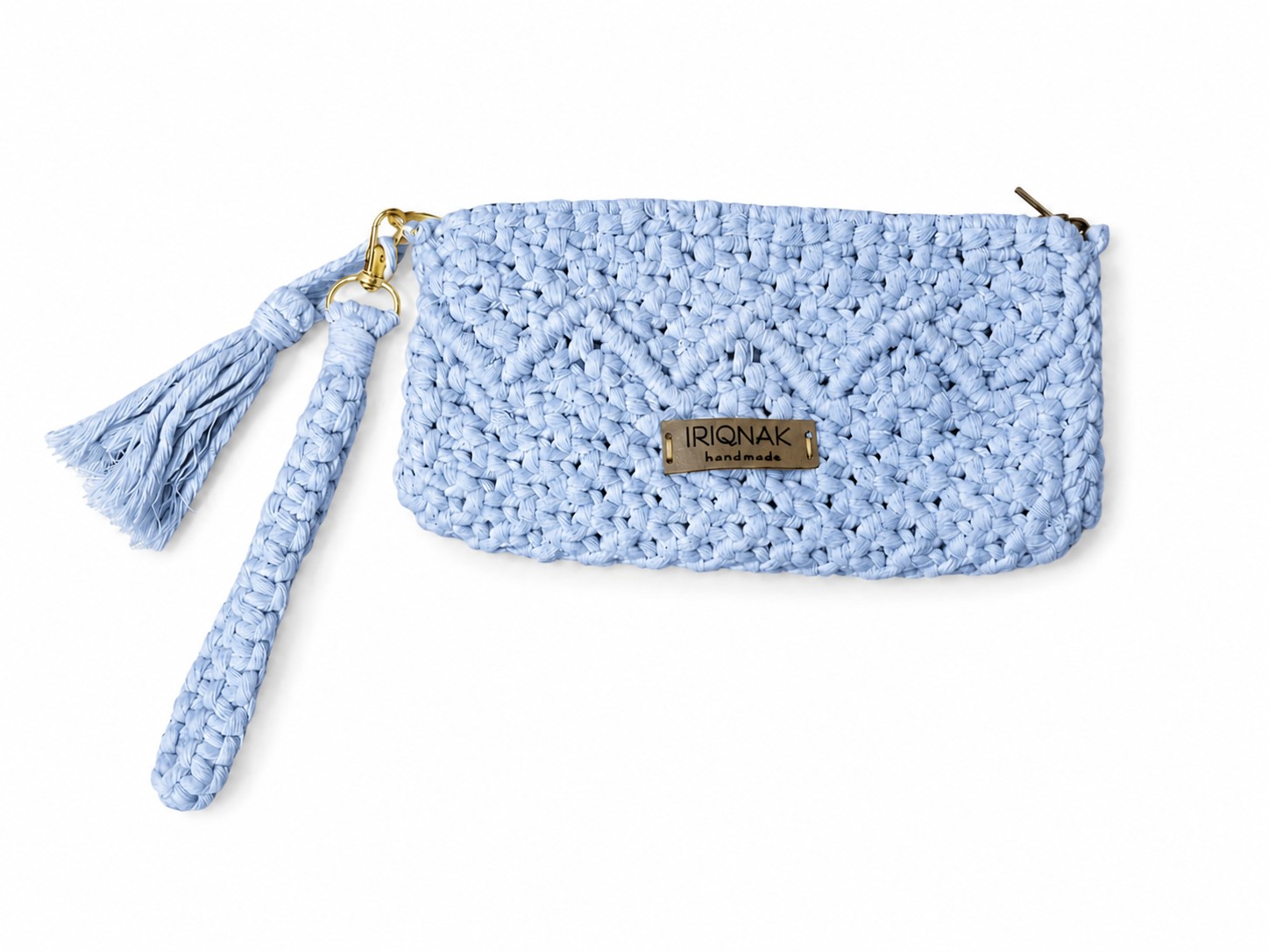 Blue Signature Macramé Wristlet