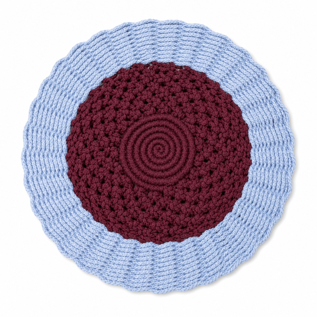 Blue & Burgundy Handcrafted Round Macrame Table Decor Dual Tone 30cm