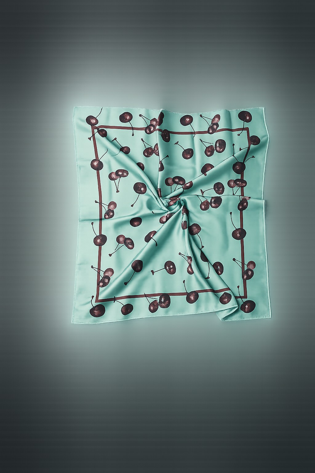 Blue & Burgundy Cherry Print Scarf