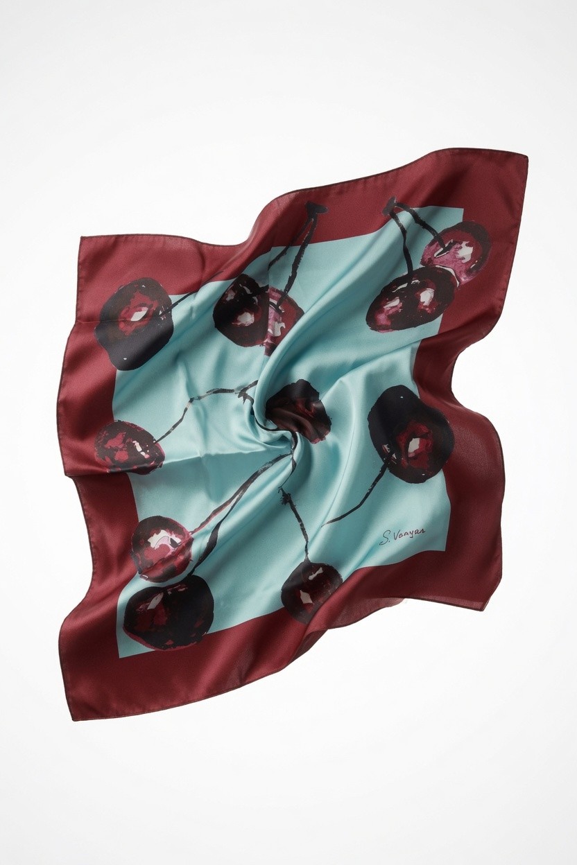 Cherry Notes Silk Scarf