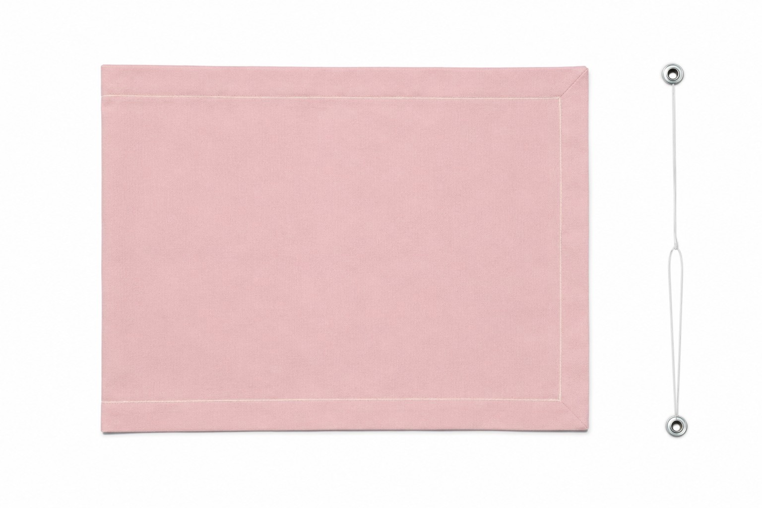 Pink Cotton Table Runner with Mitered Corners & Contrast Stitch