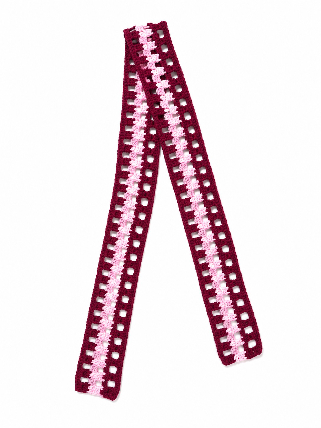 Signature Crochet Scarf | Burgundy & Pink | Serel